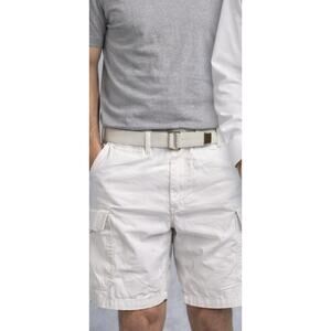 Paperbacks Cargo Shorts Mens 34 White Built In Belt Cotton Utility